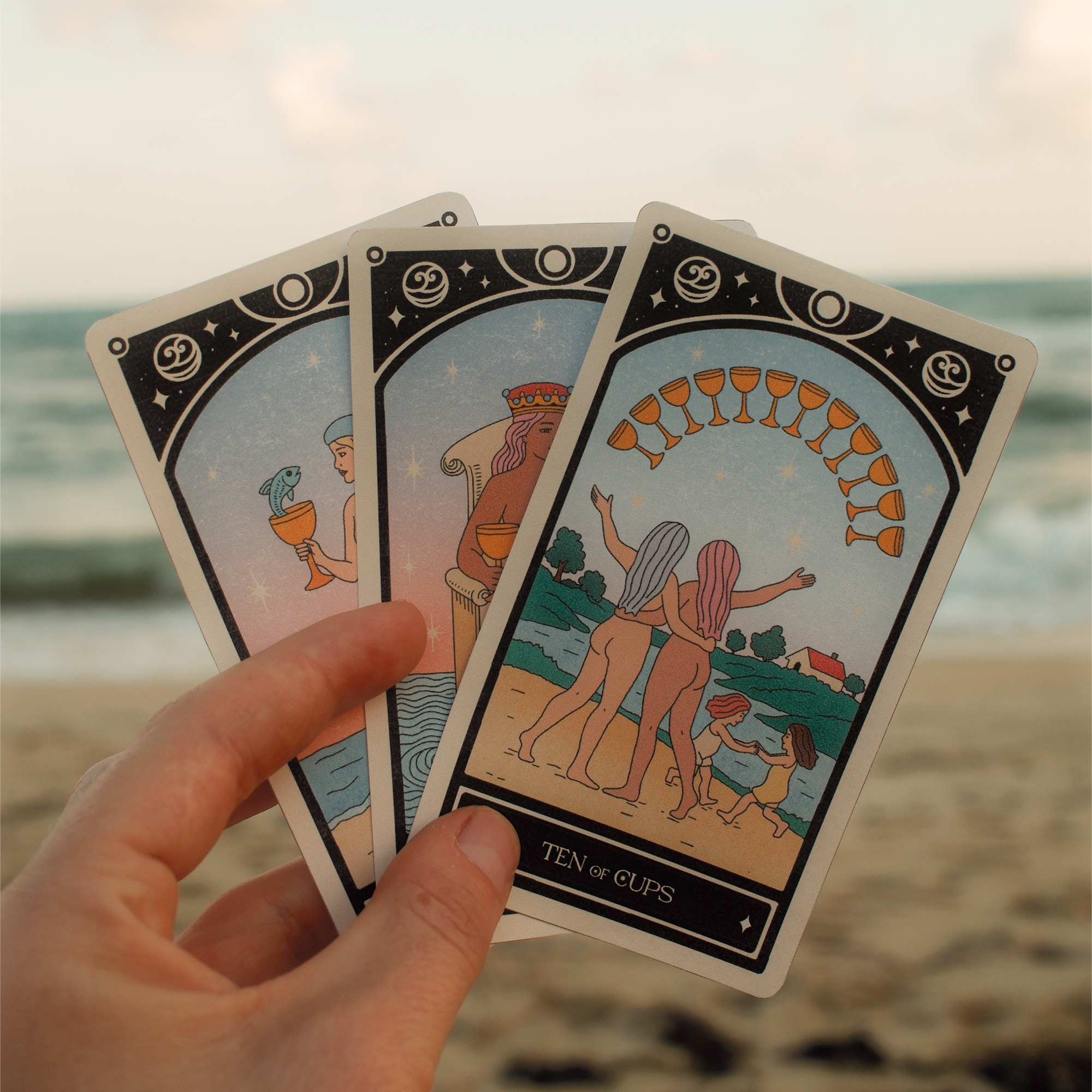 Lunar Lea tarot cards at the beach