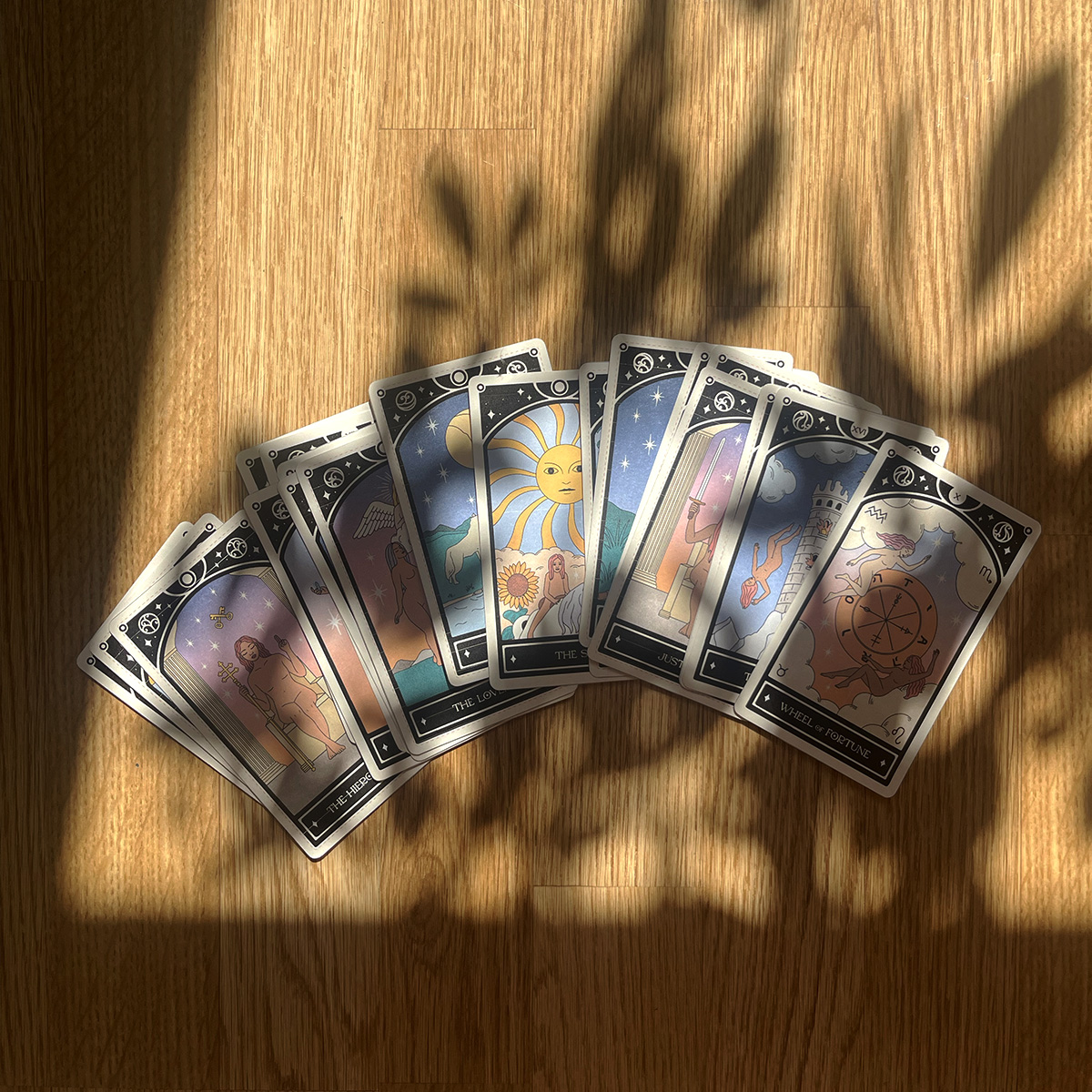 Lunar Lea tarot cards near the ocean